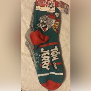 Warner Brothers Tom & Jerry Men’s Christmas Crew Socks 3 Pair Size 6-12 NWT